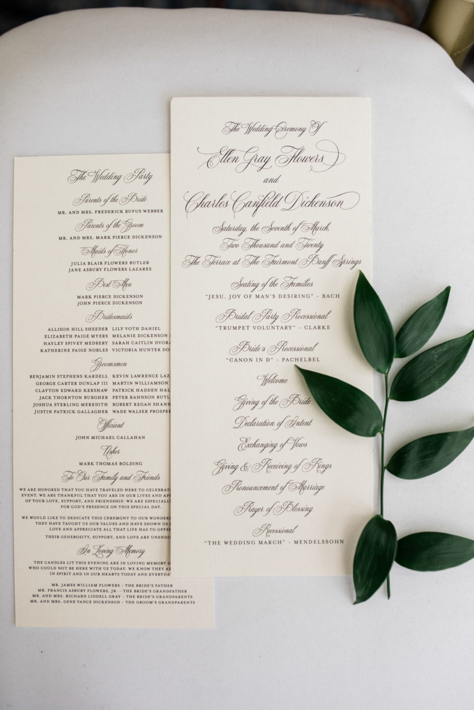 Traditional Wedding Programs Calligraphy