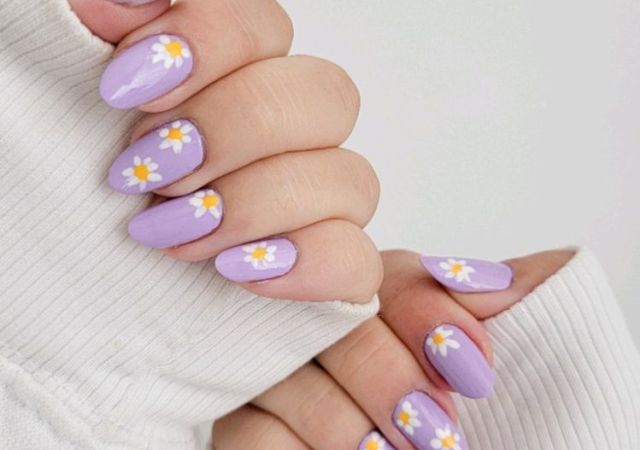Lavender Floral Nail Art