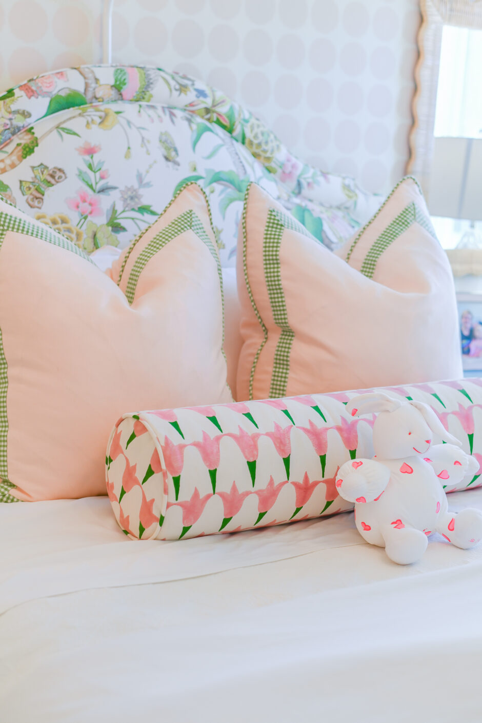 Pink bolster pillow