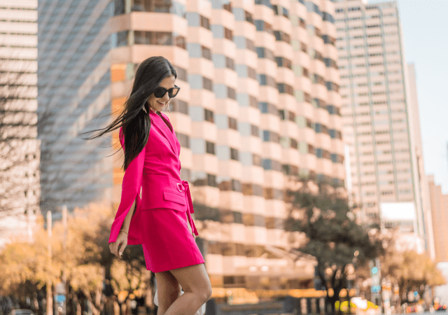 hot pink blazer dress