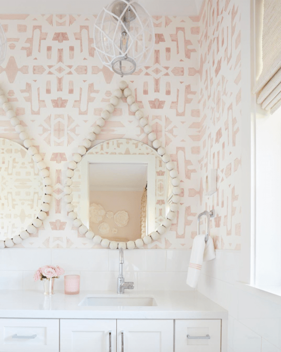 Pink Wallpaper Little Girls Bathroom Design